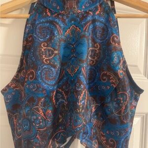SHEIN Blue and Orange Patterned Top